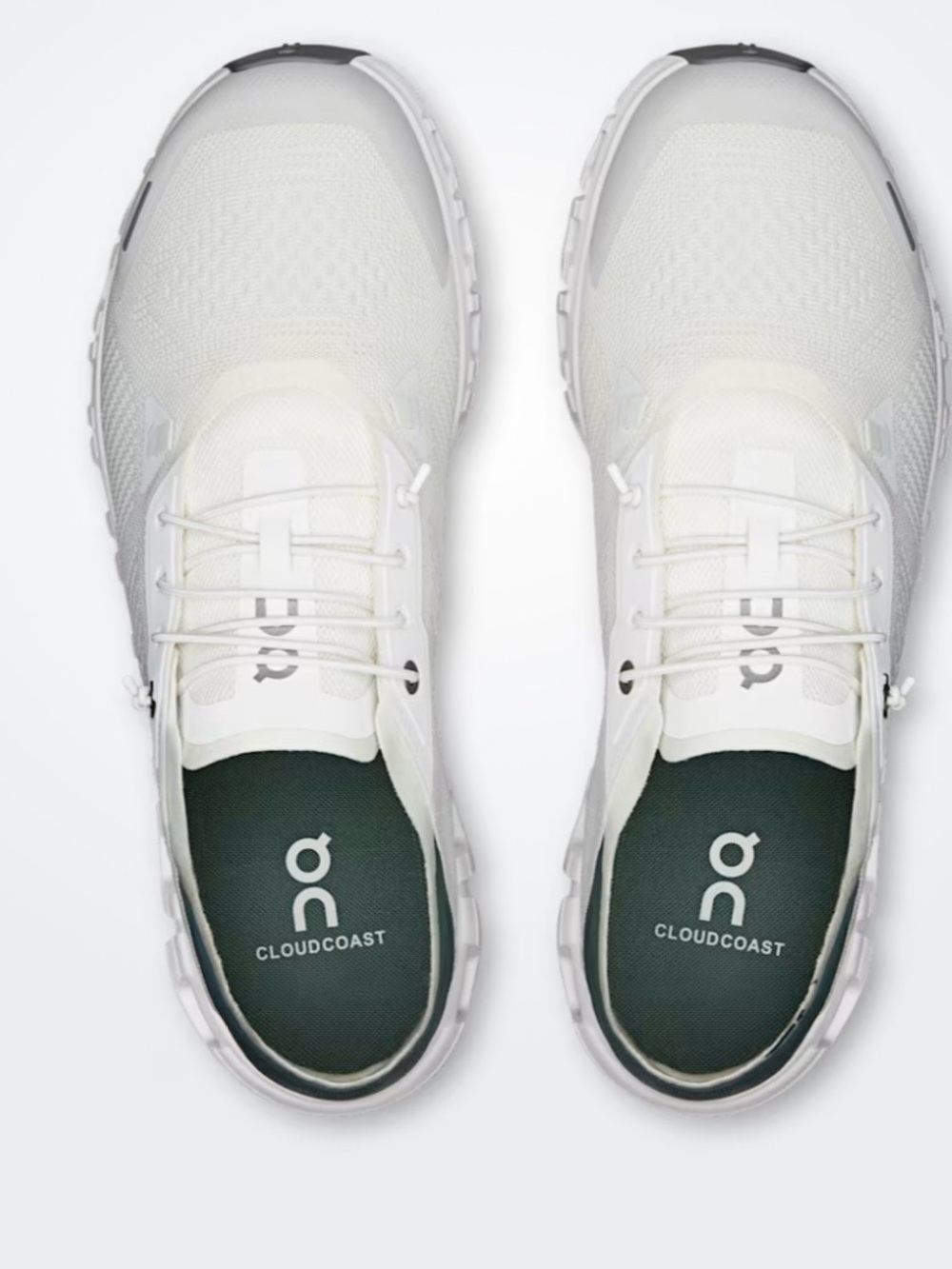 On Running Athletic Shoe in White and Dark Green
